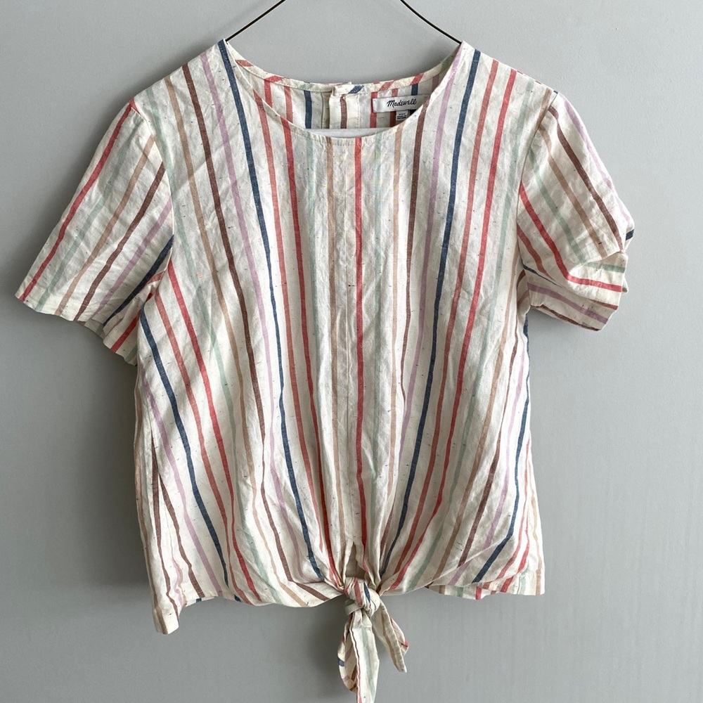 Madewell Striped Tie in Front Blouse